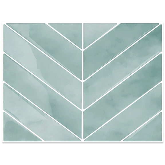 DEWOO 10 Sheets Herringbone Peel and Stick Backsplash, Thicker Rectangular Vinyl Stick-On Wall Tiles, 3D Adhesive Waterproof Wall Tiles for Kitchen, Bathroom, Living Room(Light Blue,12.6”x10”)