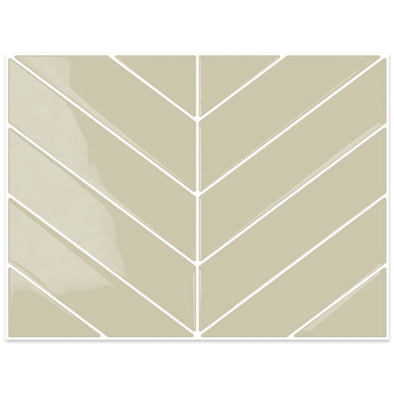 DEWOO 10 Sheets Herringbone Peel and Stick Backsplash, Thicker Rectangular Vinyl Stick-On Wall Tiles, 3D Adhesive Waterproof Wall Tiles for Kitchen, Bathroom, Living Room(Beige,12.6”x10”)