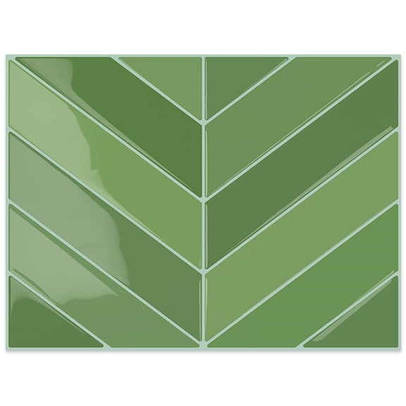 DEWOO 10 Sheets Herringbone Peel and Stick Backsplash, Thicker Rectangular Vinyl Stick-On Wall Tiles, 3D Adhesive Waterproof Wall Tiles for Kitchen, Bathroom, Living Room(Light Green,12.6”x10”)