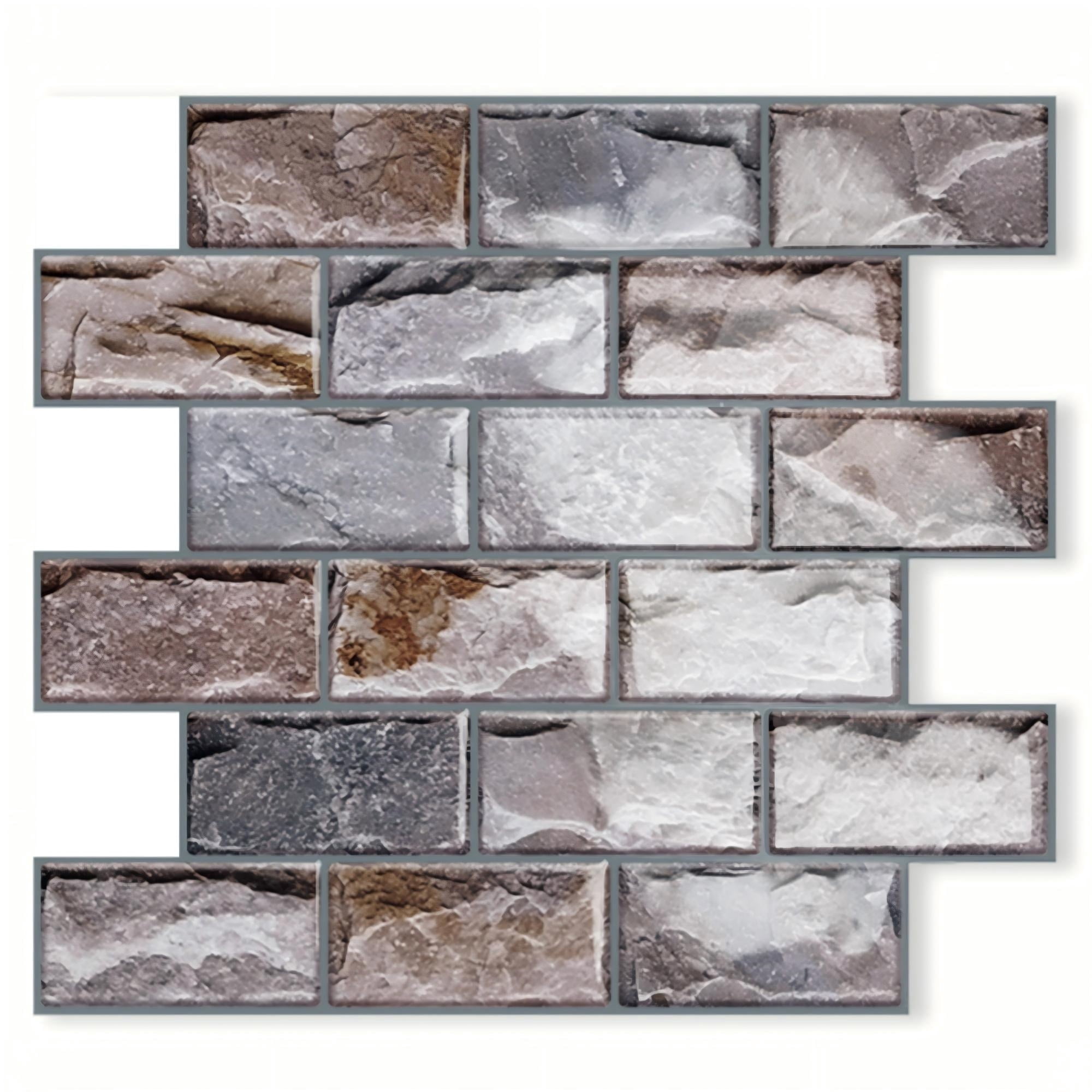 DEWOO 10 Sheets Peel and Stick Tile Backsplash for Kitchen Wall Tile, Self Adhesive Brick Backsplash Subway Tiles Backsplash, Stick on Tiles Kitchen Backsplash(Brown,10.6"x10")