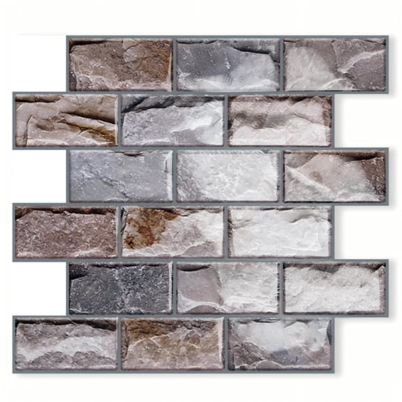 DEWOO 10 Sheets Peel and Stick Tile Backsplash for Kitchen Wall Tile, Self Adhesive Brick Backsplash Subway Tiles Backsplash, Stick on Tiles Kitchen Backsplash(Brown,10.6"x10")