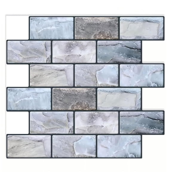 DEWOO 10 Sheets Peel and Stick Tile Backsplash for Kitchen Wall Tile, Self Adhesive Brick Backsplash Subway Tiles Backsplash, Stick on Tiles Kitchen Backsplash(Retro Blue,10.6"x10")
