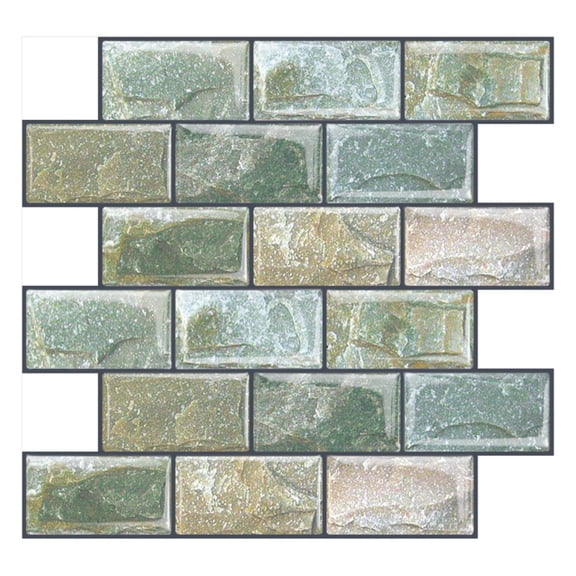 DEWOO 10 Sheets Peel and Stick Tile Backsplash for Kitchen Wall Tile, Self Adhesive Brick Backsplash Subway Tiles Backsplash, Stick on Tiles Kitchen Backsplash(Retro Green,10.6"x10")