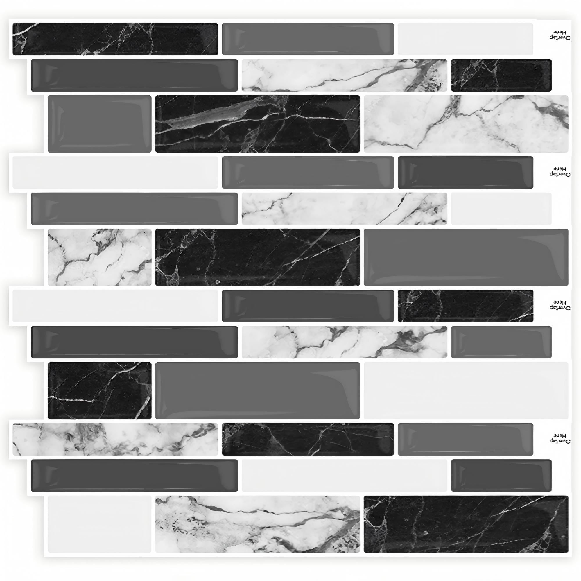 DEWOO 10 Sheets Peel and Stick Tile Backsplash, Stick on Wall Tiles, Self Adhesive Tile Sticker for Kitchen Backsplash and Bathroom(12"x12",Black Marble)