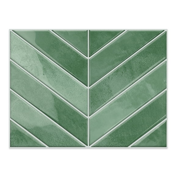 DEWOO 10 Sheets Thicker Herringbone Peel and Stick Backsplash, 11.5”×9” Stick on Wall Tiles, Self Adhesive Tile Sticker for Kitchen Backsplash and Bathroom, Light Green