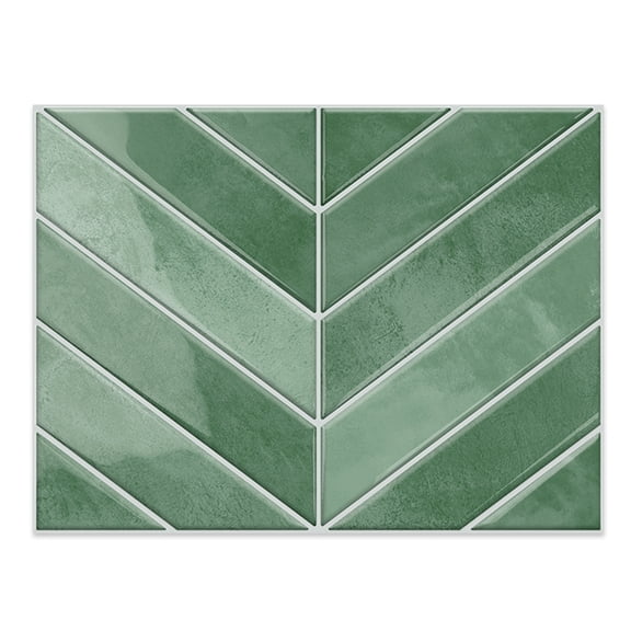 DEWOO 10 Sheets Thicker Herringbone Peel and Stick Backsplash, 11.5”×9” Stick on Wall Tiles, Self Adhesive Tile Sticker for Kitchen Backsplash and Bathroom, Light Green