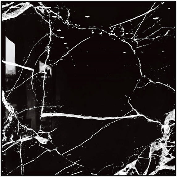 DEWOO 10pcs Peel and Stick Backsplash Wall Tile, Waterproof Peel and Stick Marble Wall Tiles, Self-Adhesive Panels for Bathroom, Kitchen, and Living Room (Black Marble,12"×12")