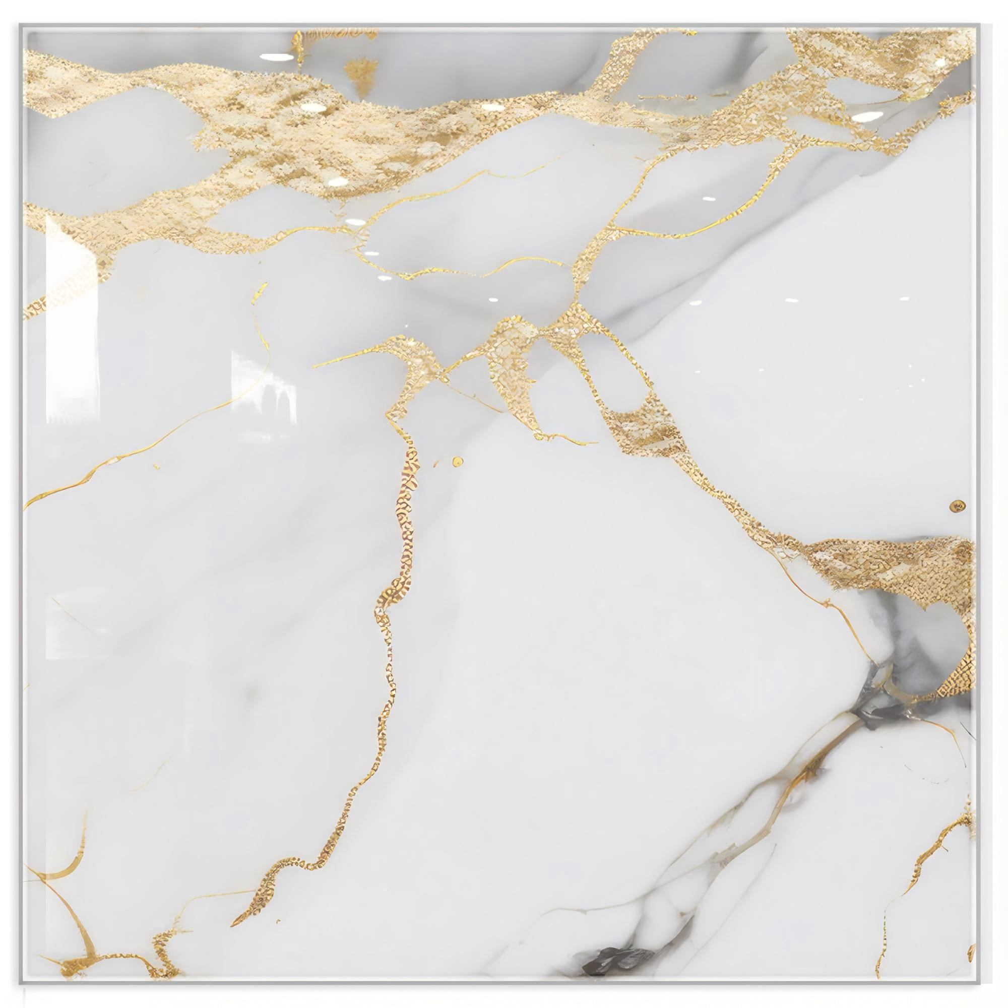 DEWOO 10pcs Peel and Stick Backsplash Wall Tile, Waterproof Peel and Stick Marble Wall Tiles, Self-Adhesive Panels for Bathroom, Kitchen, and Living Room (Gold Marble,12"×12")