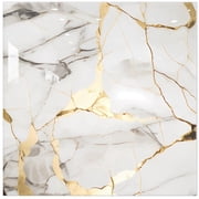 DEWOO 10pcs Peel and Stick Backsplash Wall Tile, Waterproof Peel and Stick Marble Wall Tiles, Self-Adhesive Panels for Bathroom, Kitchen, and Living Room White Gold Marble,12" 12"