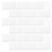 DEWOO Peel and Stick Backsplash - 10 Sheets of 12" 12" - 3D Adhesive Peel and Stick Tile Backsplash for Kitchen, Bathroom, Wall Tile, White