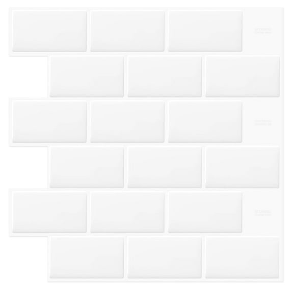 DEWOO Peel and Stick Backsplash - 10 Sheets of 12"×12" - 3D Adhesive Peel and Stick Tile Backsplash for Kitchen, Bathroom, Wall Tile, White