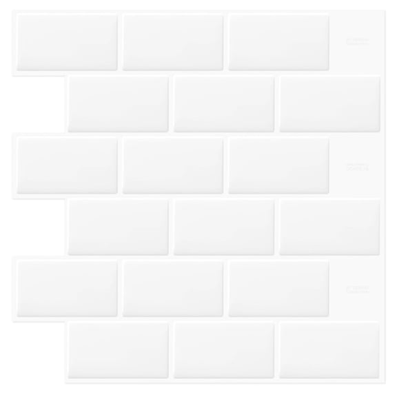 DEWOO Peel and Stick Backsplash - 10 Sheets of 12"×12" - 3D Adhesive Peel and Stick Tile Backsplash for Kitchen, Bathroom, Wall Tile, White