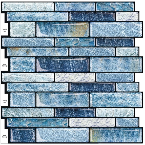 DEWOO 10 Sheets Peel and Stick Tile Backsplash, Stick on Wall Tiles, Self Adhesive Tile Sticker for Kitchen Backsplash and Bathroom(12"x12",Blue Marble)
