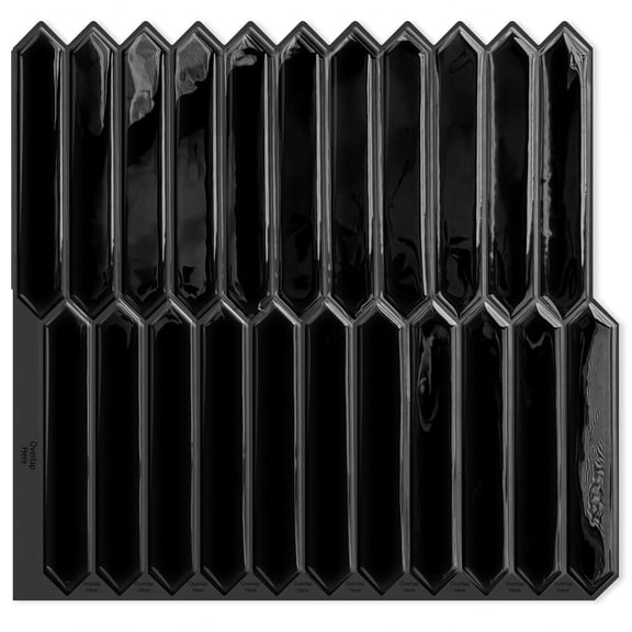 DEWOO Black Long Hexagon Tile Peel and Stick Backsplash, 10 Sheets Self-Adhesive Wall Tiles Stick on Back Splash for Kitchen, Bathroom, Fireplace,RV(12"Ă—12")