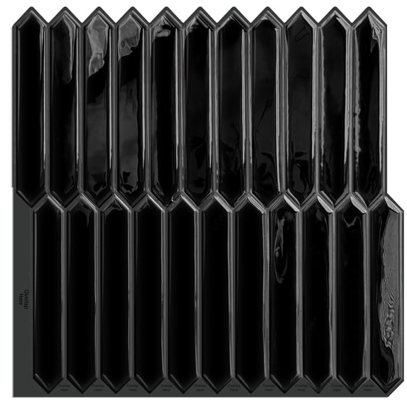 DEWOO Black Tile Peel and Stick Backsplash, 10 Sheets Self-Adhesive Wall Tiles Stick on Back Splash for Kitchen, Bathroom, Fireplace,RV(12"×12",Black Marble)
