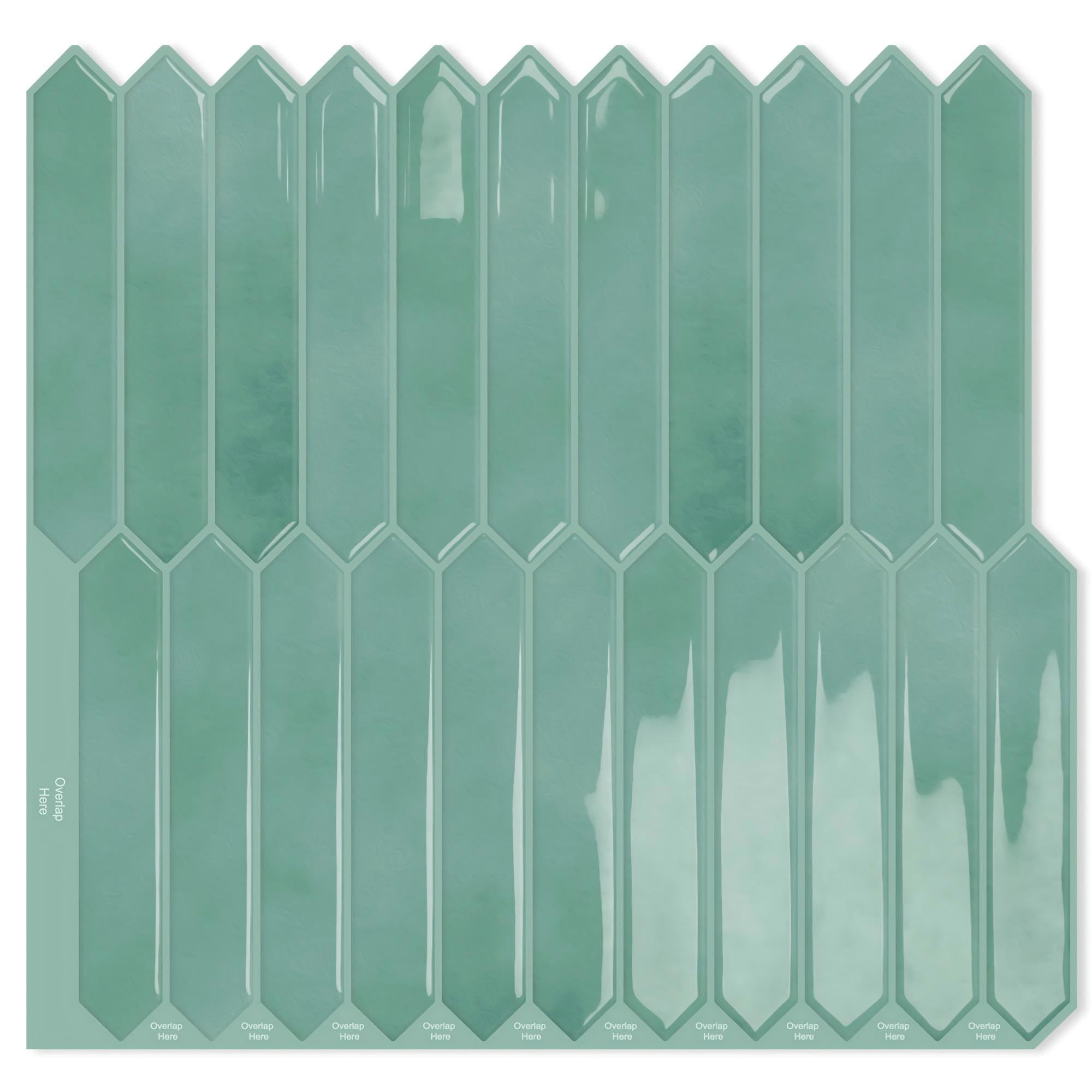 DEWOO Blue Long Hexagon Tile Peel and Stick Backsplash, 10 Sheets Self-Adhesive Wall Tiles Stick on Back Splash for Kitchen, Bathroom, Fireplace,RV(12"×12")