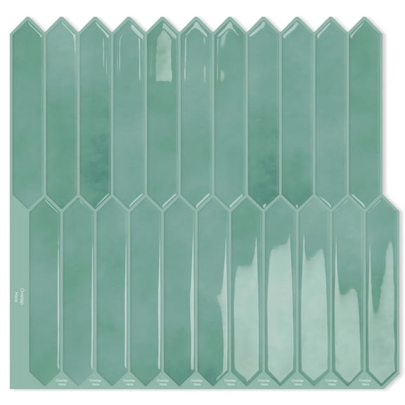 DEWOO Blue Long Hexagon Tile Peel and Stick Backsplash, 10 Sheets Self-Adhesive Wall Tiles Stick on Back Splash for Kitchen, Bathroom, Fireplace,RV(12"×12")