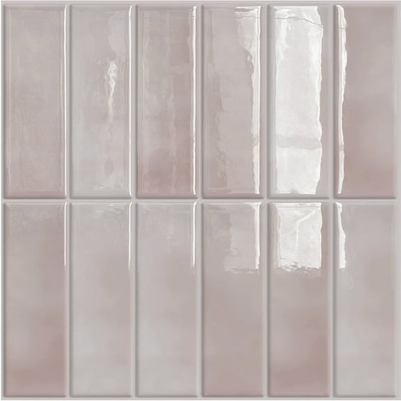 DEWOO Peel and Stick Backsplash Subway Tiles, Extra Thick 3D Wall Panels, Heat & Water Resistant, Easy DIY Kitchen, Bathroom, Laundry, Fireplace & Rental Home Wall Décor (10-Sheet, 12"×12"), Pink