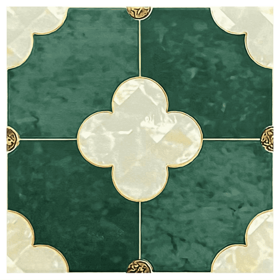 DEWOO Peel and Stick Floor Tile, Peel and Stick Flooring Self Adhesive, Waterproof Vinyl Flooring Suitable for Bathroom, Kitchen, Dark Green(12 x 12 In, 10PCS)