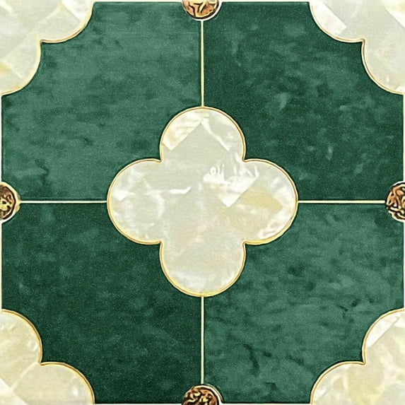 DEWOO Peel and Stick Floor Tile, Peel and Stick Flooring Self Adhesive, Waterproof Vinyl Flooring Suitable for Bathroom, Kitchen, Dark Green(12 x 12 In, 10PCS)