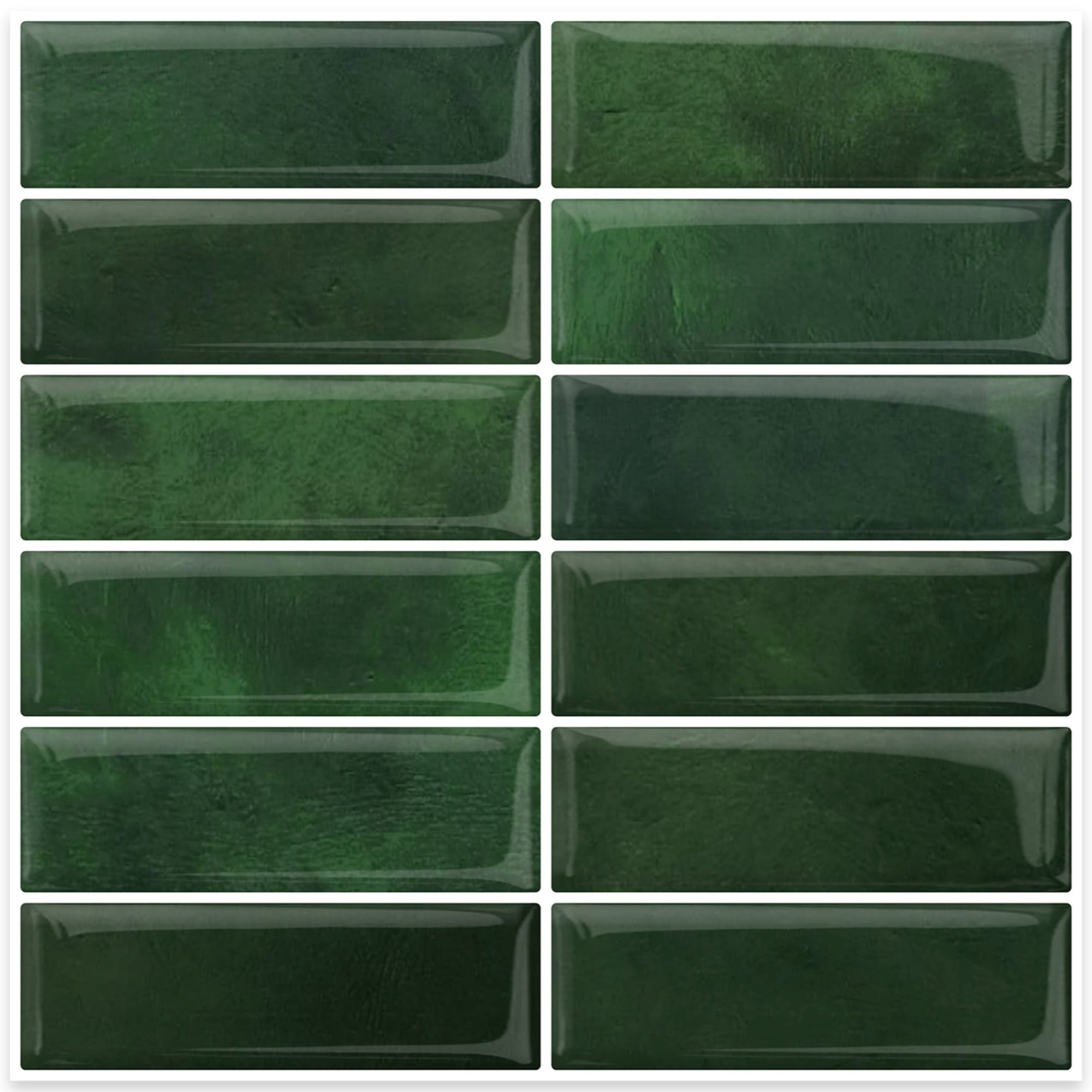 DEWOO Peel and Stick Backsplash - 10 Sheets of 12"×12" - 3D Adhesive Peel and Stick Tile Backsplash for Kitchen, Bathroom, Wall Tile, Emerald Green