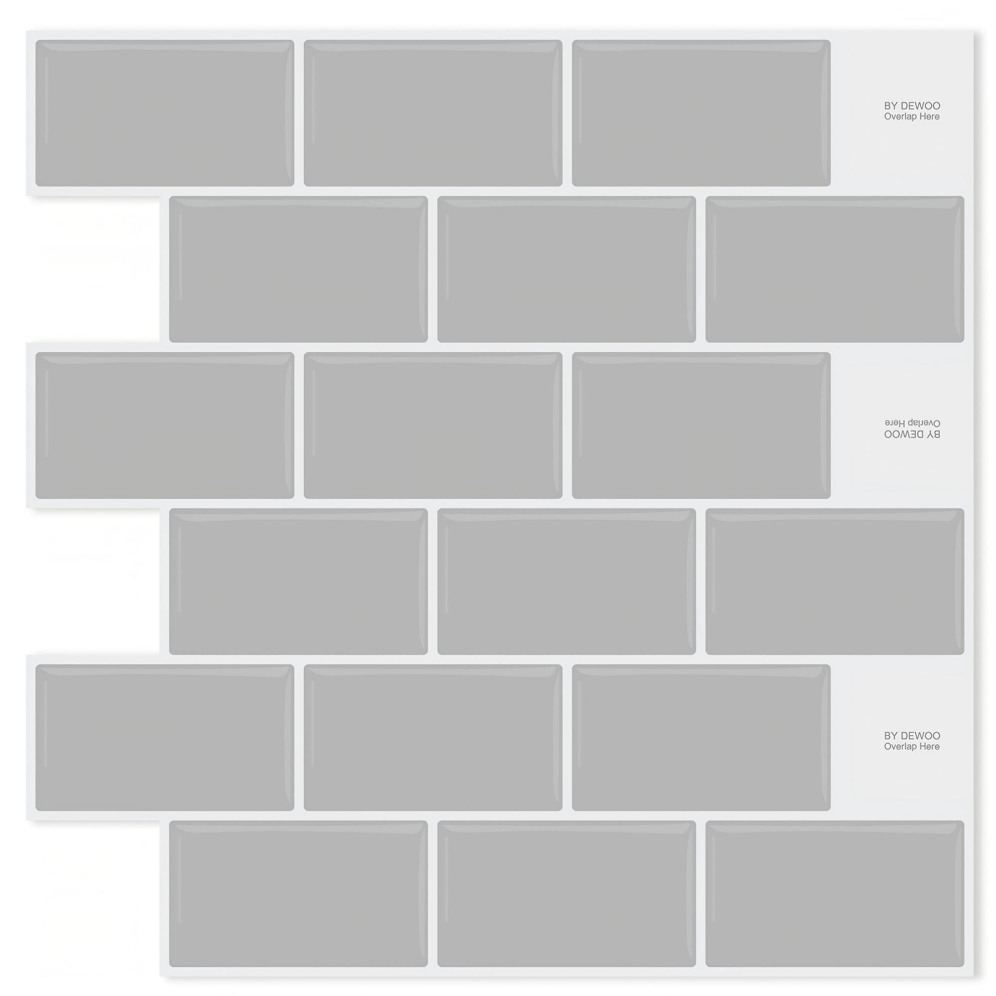 DEWOO Peel and Stick Backsplash - 10 Sheets of 12"×12" - 3D Adhesive Peel and Stick Tile Backsplash for Kitchen, Bathroom, Wall Tile, Gray