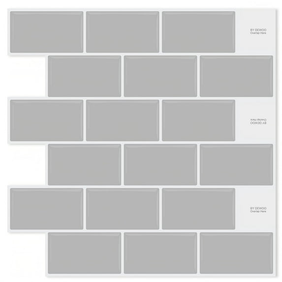 DEWOO Peel and Stick Backsplash - 10 Sheets of 12"×12" - 3D Adhesive Peel and Stick Tile Backsplash for Kitchen, Bathroom, Wall Tile, Gray