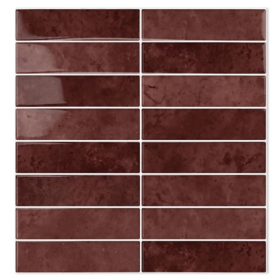 DEWOO Peel and Stick Backsplash - 10 Sheets of 12"×12" - 3D Adhesive Peel and Stick Tile Backsplash for Kitchen, Bathroom, Wall Tile, Red