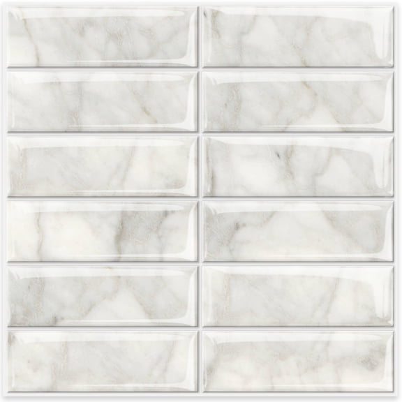 DEWOO Peel and Stick Backsplash - 10 Sheets of 12"×12" - 3D Adhesive Peel and Stick Tile Backsplash for Kitchen, Bathroom, Wall Tile, Light Gray