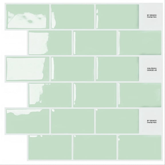 DEWOO Peel and Stick Backsplash - 10 Sheets of 12"×12" - 3D Adhesive Peel and Stick Tile Backsplash for Kitchen, Bathroom, Wall Tile, Light Green