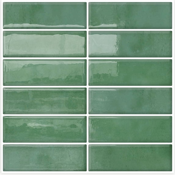DEWOO Peel and Stick Backsplash - 10 Sheets of 12"×12" - 3D Adhesive Peel and Stick Tile Backsplash for Kitchen, Bathroom, Wall Tile, Light Green