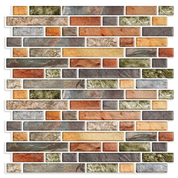 DEWOO Thick Kitchen Peel and Stick Tile Backsplash, Stick on Wall Tiles, 12"x12" Self Adhesive Sticky 3D Wall Marble Tiles Bathroom (10-Sheet,Multicolor)
