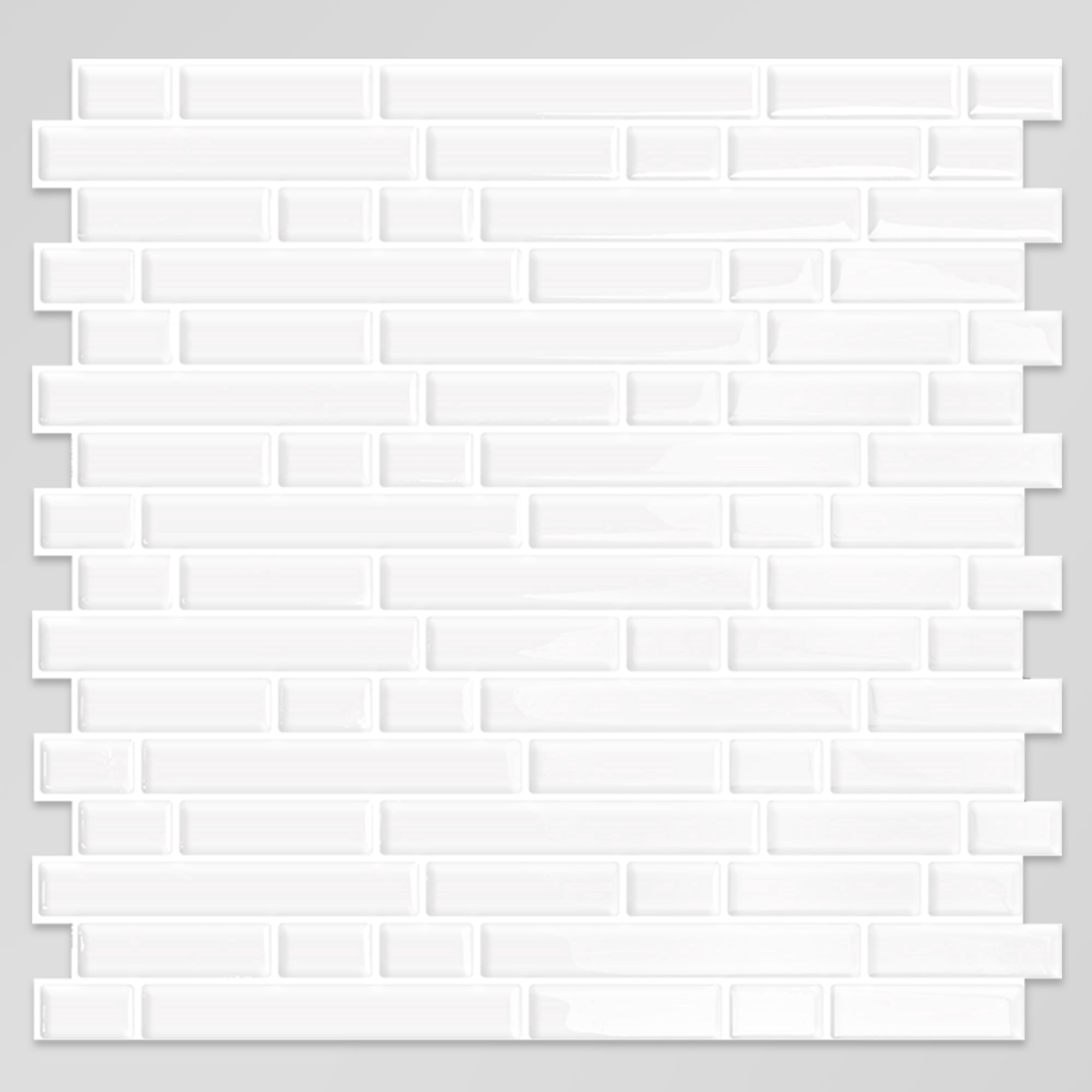 DEWOO Thick Kitchen Peel and Stick Tile Backsplash, Stick on Wall Tiles, 12"x12" Self Adhesive Sticky 3D Wall Marble Tiles Bathroom (10-Sheet，White)