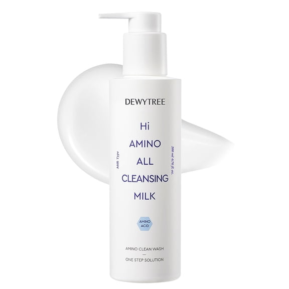 DEWYTREE Hi Amino All Cleansing Milk - Hydrating Facial Cleanser for Sensitive Skin | Amino Acid Face Lotion Oil Cleanser Korean Exfoliating Face Wash | Face Cleanser for Women & Men (6.76fl oz)