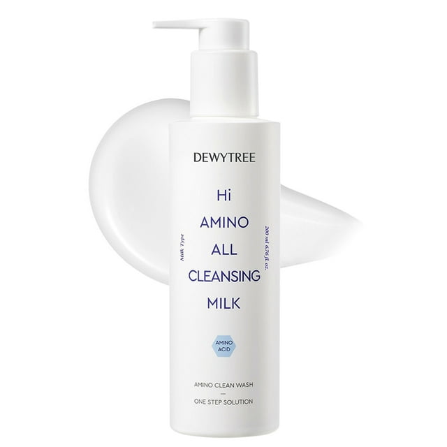 DEWYTREE Hi Amino All Cleansing Milk - Hydrating Facial Cleanser for Sensitive Skin | Amino Acid Face Lotion Oil Cleanser Korean Exfoliating Face Wash | Face Cleanser for Women & Men (6.76fl oz)