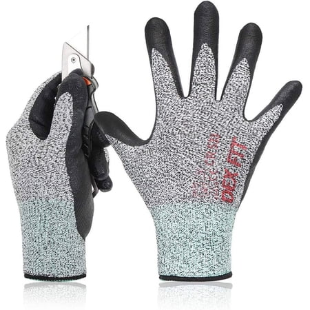 DEX FIT CR533 Grey Level 2 Cut Resistant Gloves (Lightweight, Foam Coated, Medium) - 1 Pair