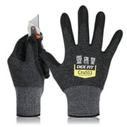 Dex Fit CRU553 BlackGrey Level 5 Cut Resistant Gloves (Power Grip, Durable Foam, Large) - 3 Pair