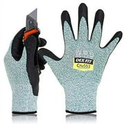 DEX FIT CRU553 Green Level 5 Cut Resistant Gloves (Power Grip, Durable Foam, Large) - 1 Pair