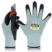 DEX FIT CRU553 Green Cut Resistant Gloves, Level 5 Protection, Foam Grip, Small, 1 Pair