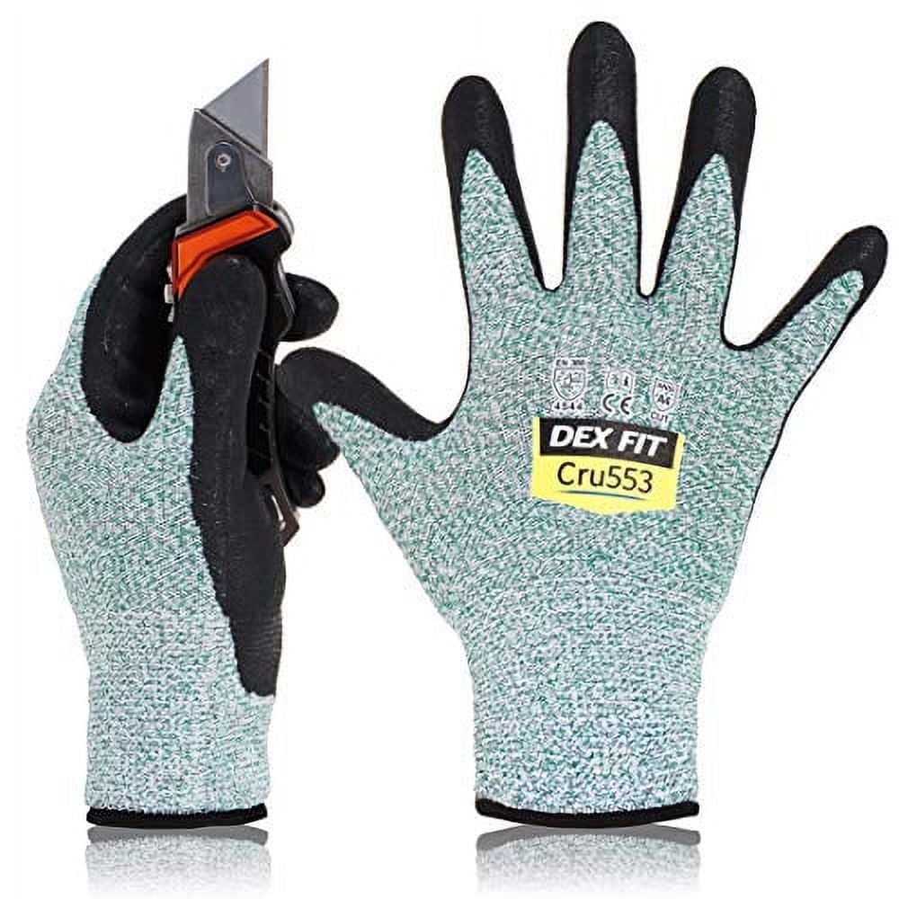 DEX FIT CRU553 Green Level 5 Cut Resistant Gloves (Power Grip, Durable Foam, X-Small) - 1 Pair