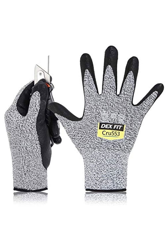 CRU553 Grey Level 5 Cut Resistant Gloves (Power Grip, Durable Foam, X-Large) - 3 Pair