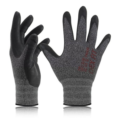 DEXFIT FN330 Black Grey Multipurpose Nitrile Coated Work Gloves (Firm Grip, X-Large) - 12 Pairs