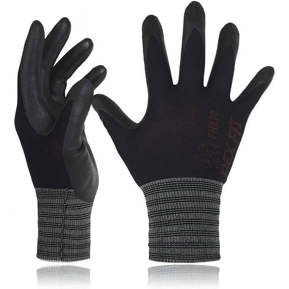 DEXFIT FN320 Black Multipurpose Nylon Work Gloves (Firm Grip, Durable Foam, Small) - 1 Pair