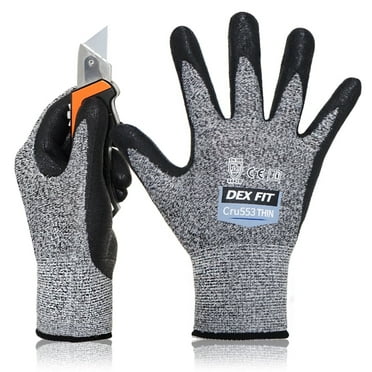 DEXFIT CRU553 Thin Grey Level 5 Cut Protection Work Gloves (Firm Grip, Durable, Medium) - 1 Pair