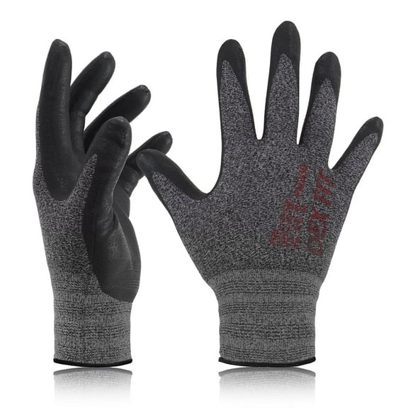 DEXFIT FN330 Black Grey Multipurpose Nitrile Coated Work Gloves (Firm Grip, Medium) - 1 Pair