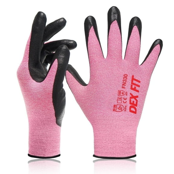 DEXFIT FN330 Pink Work Gloves (Nitrile-Coated , Extra Large) - 3 Pairs