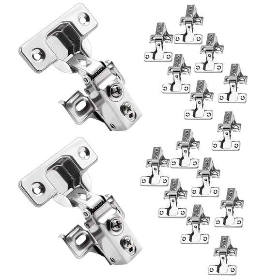 DEXIMRO 14 Pack 1/2 inch Overlay Cabinet Hinges Soft Close Hidden Door Hinge for Kitchen Cabinet Hinges Stainless Steel Adjustable Hinges Satin Nickel Cabinet Hardware