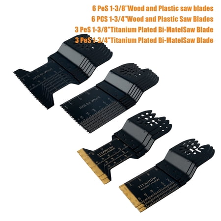 DEXIMRO 18PCS Titanium Oscillating Saw Blades Metal Cutting, Multi Tool Blades Kits for Metal Nails Hard Material and Wood Plastic, Oscillating Tool Blade Fit Dewalt Bosch Milwaukee Ryobi