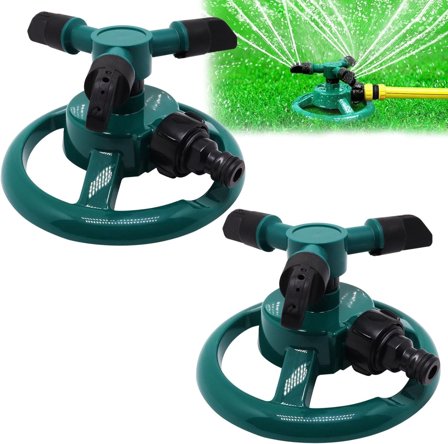 DEXIMRO 2 Pack 360 Degree Rotating Lawn Sprinklers Automatic Garden ...