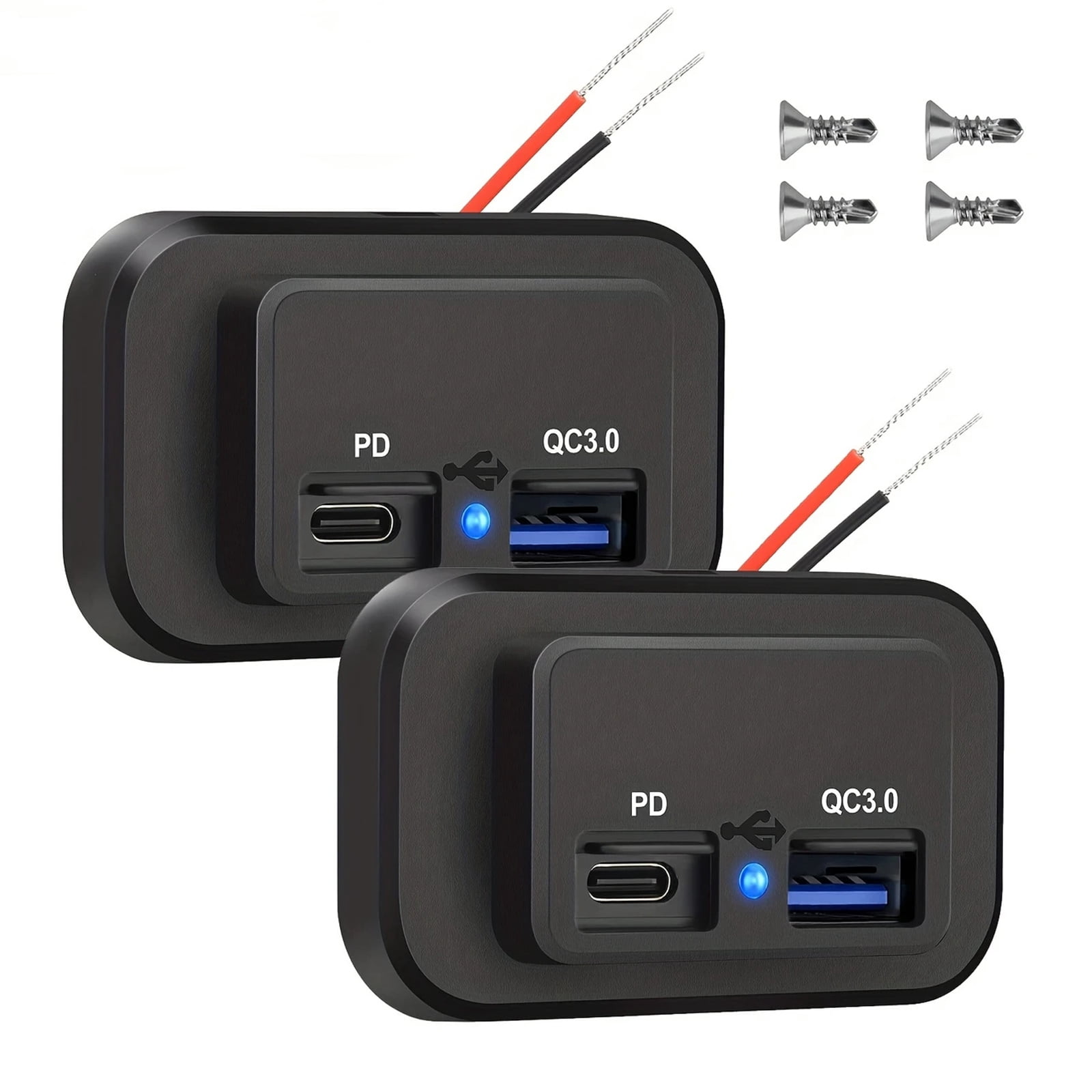 DEXIMRO 2 Pack Quick Charge 3.0 Dual USB Car Charger Socket 12V/24V ...